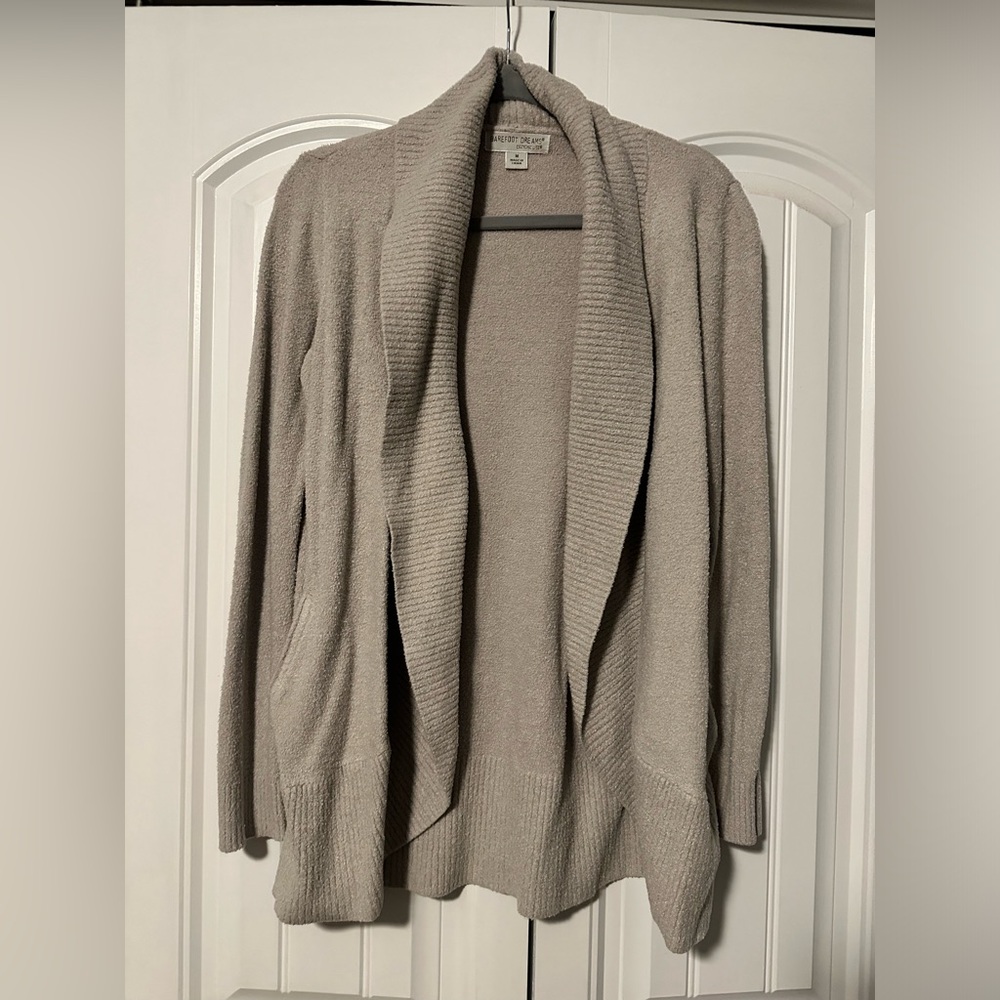 Barefoot Dreams Light Gray Long Sleeve Cardigan Medium